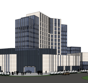 现代办公楼规划草图大师模型，办公楼规划sketchup模型免费下载