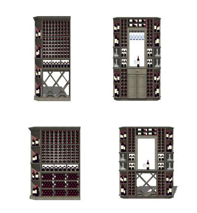 现代实木酒柜su模型，酒柜草图大师模型下载