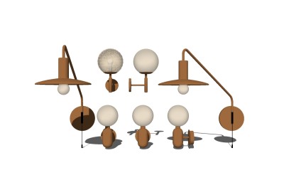 现代金属壁灯组合su模型 ，灯具组合草图大师模型下载