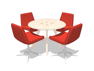 现代实木<em>餐桌</em>椅su模型，小圆桌家庭用<em>餐桌</em>skp模型下载