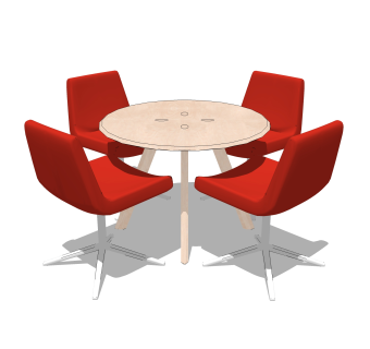 现代实木餐桌椅su模型，小圆桌家庭用餐桌skp模型下载