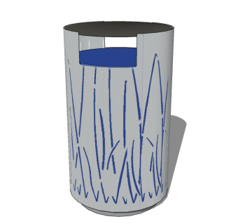 现代金属垃圾桶草图大师模型，垃圾桶SU模型下载