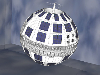 现代<em>球形</em>卫星草图大师模型，卫星su模型下载