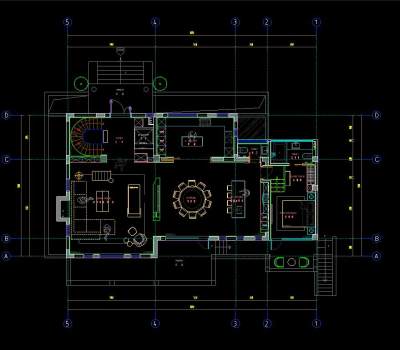 云间绿地别墅施工图CAD图纸，别墅CAD设计图纸下载