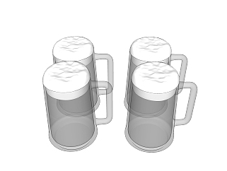 现代啤酒类饮品草图大师模型，酒水饮料sketchup模型下载