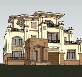 欧式别墅su模型下载、欧式别墅草图大师模型下载