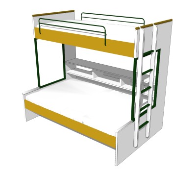 高低床铺草图大师模型，儿童床SU模型下载