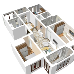 简约风住宅透视草图大师模型，住宅透视sketchup模型下载