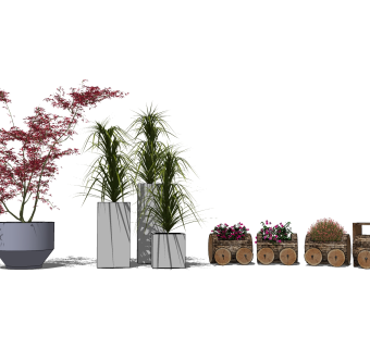 现代风格盆栽sketchup模型下载