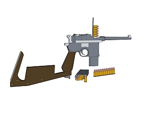 现代德国毛瑟手枪草图大师模型，毛瑟手枪sketchup模型...