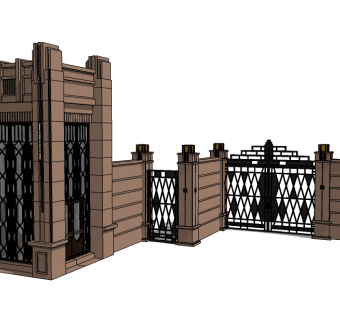 欧式入口大门草图大师模型下载，入口大门sketchup模型