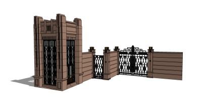 欧式入口大门草图大师模型下载，入口大门sketchup模型