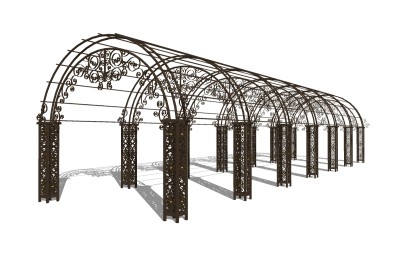 欧式铁艺廊架草图大师模型，铁艺廊架sketchup模型下载