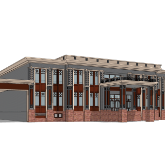 新中式酒店草图大师模型，酒店sketchup模型免费下载