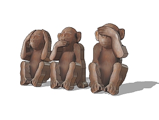 木雕<em>猴子</em>草图大师模型，木雕sketchup模型下载