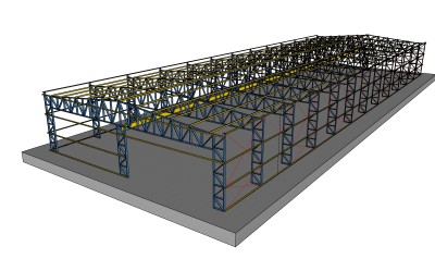 钢架棚结构草图大师模型，钢架棚SU模型下载