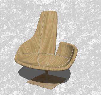 现代时尚不规则创意小座椅su模型，实木休闲椅草图大师模型下载