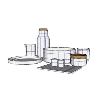 现代水杯免费su模型，餐具草图大师模型下载