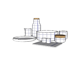 现代水杯免费su模型，餐具草图大师模型下载