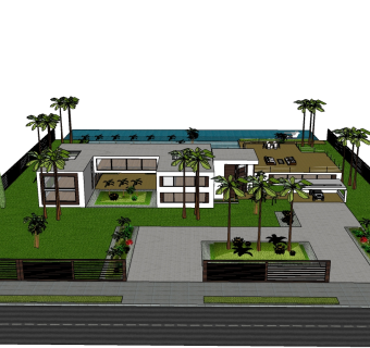 现代滨水别墅草图大师模型，别墅skb文件下载