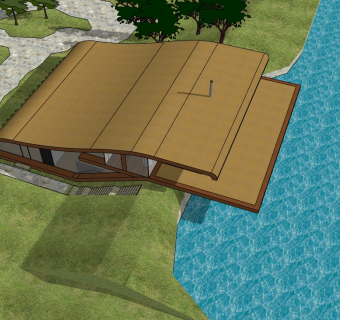 现代滨水别墅skb文件，简约小别墅su模型下载