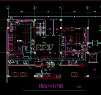 某建筑内部厨房给排水图纸CAD图纸