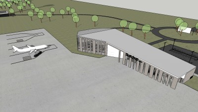 现代小型飞机场草图大师、飞机场su模型免费下载