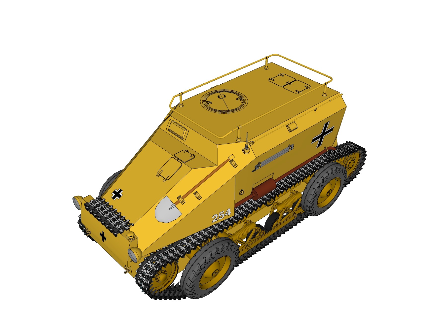 德国sdkfz254轮履两用侦查车su模型轮履两用侦查车草图大师模型下载