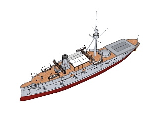 现代日本Matsushima松岛号<em>防护</em>型巡洋舰su模型下载，巡...