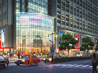 商业中心景观效果图，商场外观夜景效果图设计