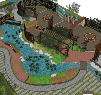 精品中式园林sketchup模型集下载