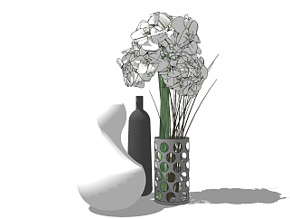 花瓶摆件草图大师模型，花瓶摆件sketchup模型下载
