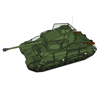 匈牙利Turan+III突朗坦克草图大师模型，坦克SU模型下载