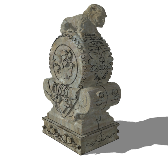 抱鼓石sketchup模型下载，抱鼓石草图大师模型