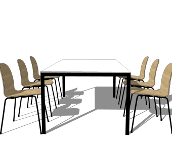 现代实木餐桌椅skb文件，现代简约餐桌su模型下载