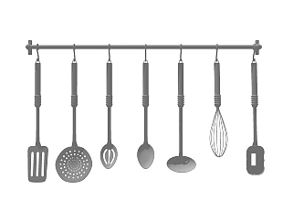 现代厨具草图大师模型，<em>勺子</em>组合 SU模型下载