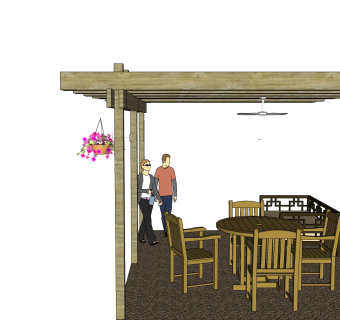 现代中式廊亭，SU模型免费下载