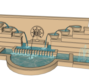 欧式景观墙skp文件下载，景观墙SU模型
