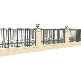 欧式景观墙围墙草图大师模型，景观墙围墙sketchup模型下载