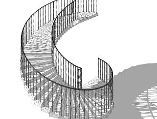 现代螺旋楼梯免费su模型，楼梯sketchup模型下载