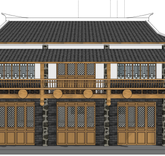 中式别墅su模型下载、中式别墅草图大师模型下载
