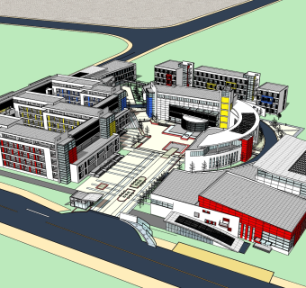 现代办公楼草图大师模型，办公楼sketchup模型免费下载