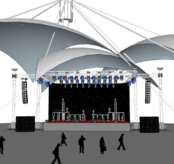 现代舞台草图大师模型，舞台SU模型下载