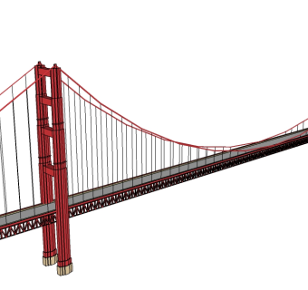现代跨河大桥草图大师模型，跨河大桥su模型下载