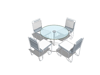 现代圆形玻璃会议桌草图大师模型，会议桌skp模型下载