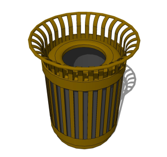 现代木制垃圾箱草图大师模型，垃圾桶SU模型下载