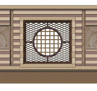 中式照壁SU模型下载，照壁skb模型分享