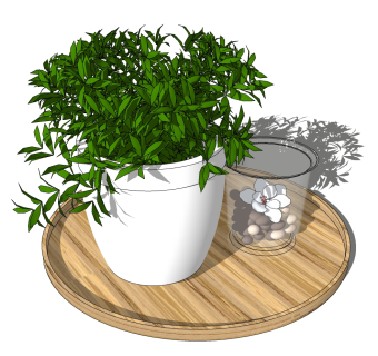 新中式植物盆栽 草图大师模型下载，植物盆栽sketchup模型下载