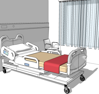 现代医院病床sketchup模型，医院病床草图大师模型