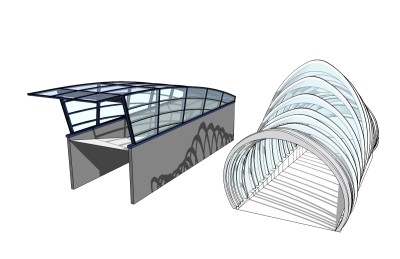 现代地下车库入口草图大师模型，车库入口sketchup模型下载